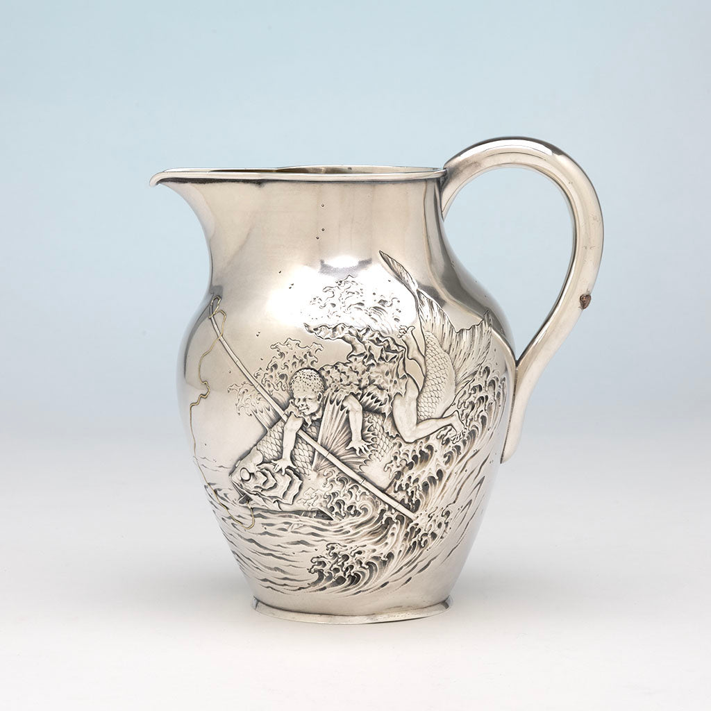 Durgin Antique Sterling & Other Metals Aesthetic Pitcher, Concord, NH, c. 1870s