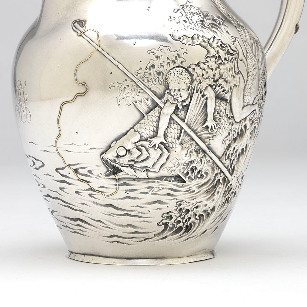Main scene of Durgin Antique Sterling &amp; Other Metals Aesthetic Pitcher, Concord, NH, c. 1870s