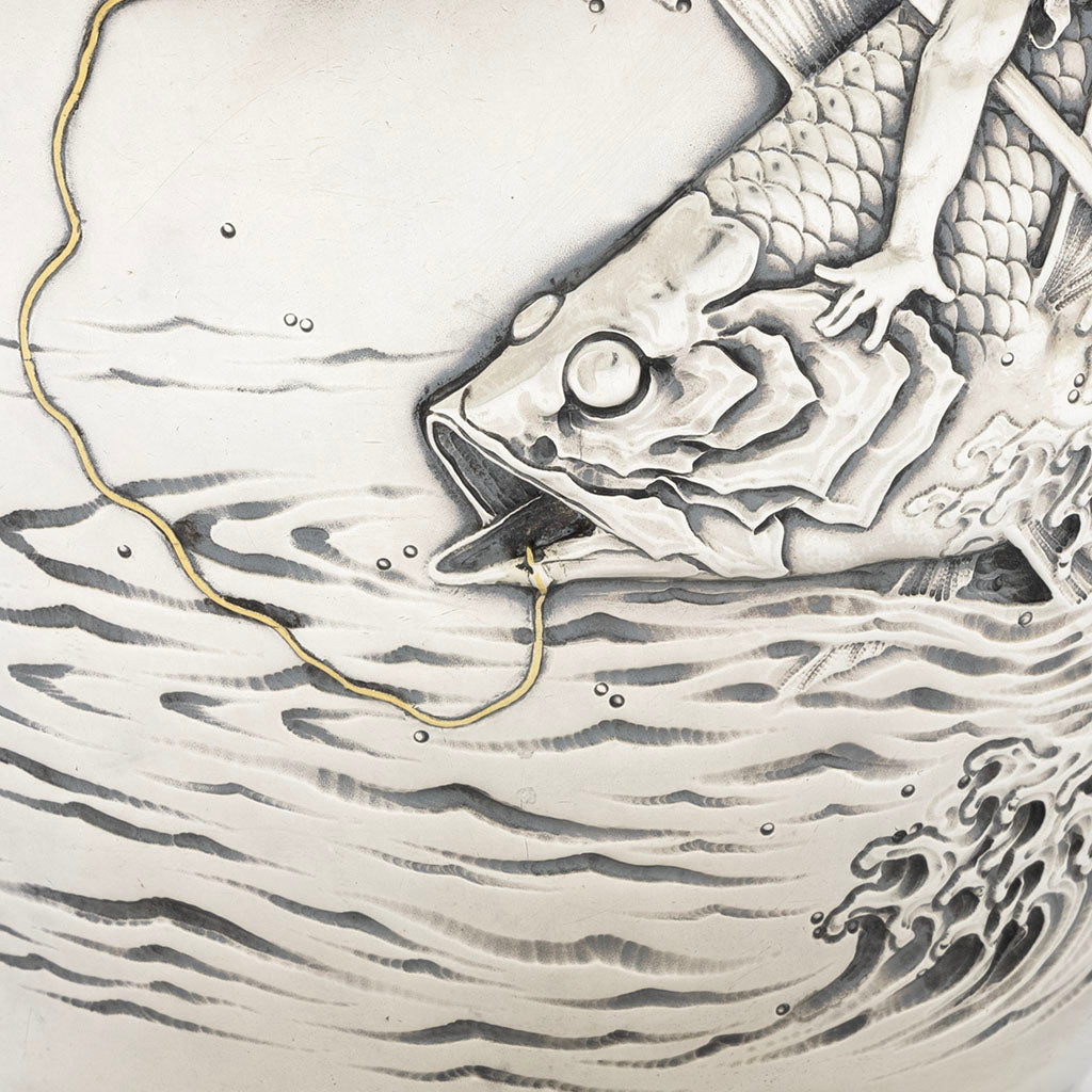 Detail of Durgin Antique Sterling &amp; Other Metals Aesthetic Pitcher, Concord, NH, c. 1870s