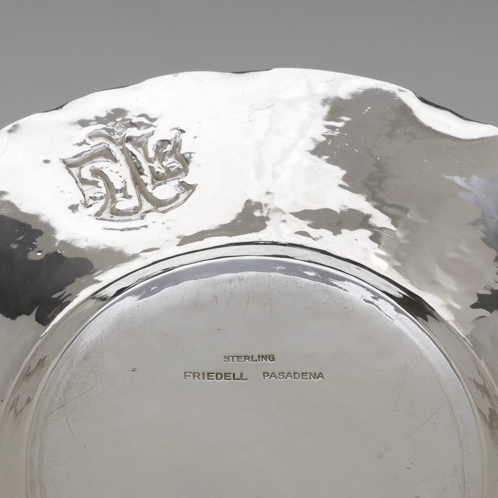 Marks on Clemens Friedell 6 Arts &amp; Crafts Sterling Silver Bowl/ Underplates, Pasadena, CA, c. 1920