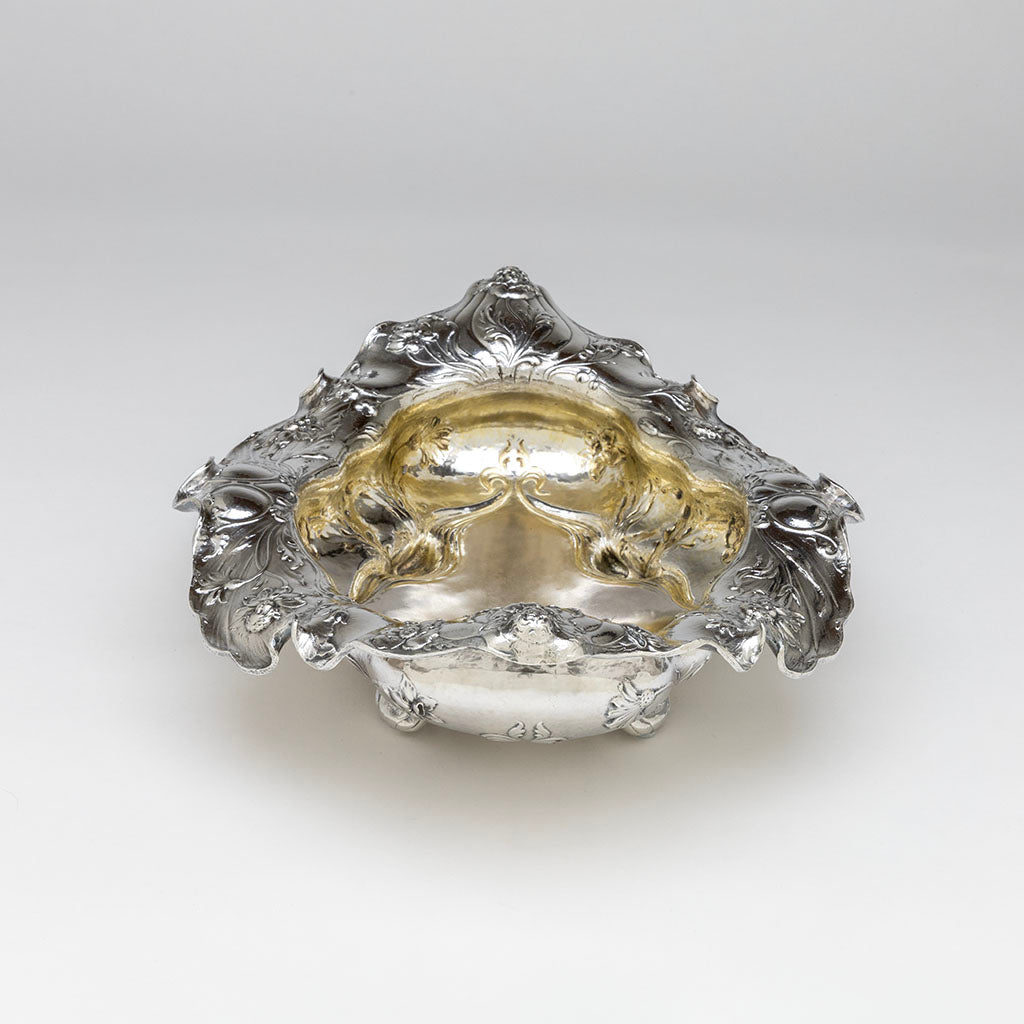 End view interior of Gorham 1900 Paris Exposition Martelé Silver Centerpiece, Providence, RI, 1899