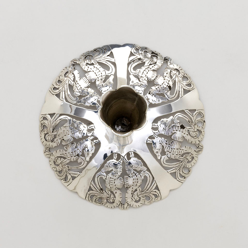 Top view of Pair of Stavre Gregor Panis of Sterling Silver Seahorse Candlesticks, c. 1950s