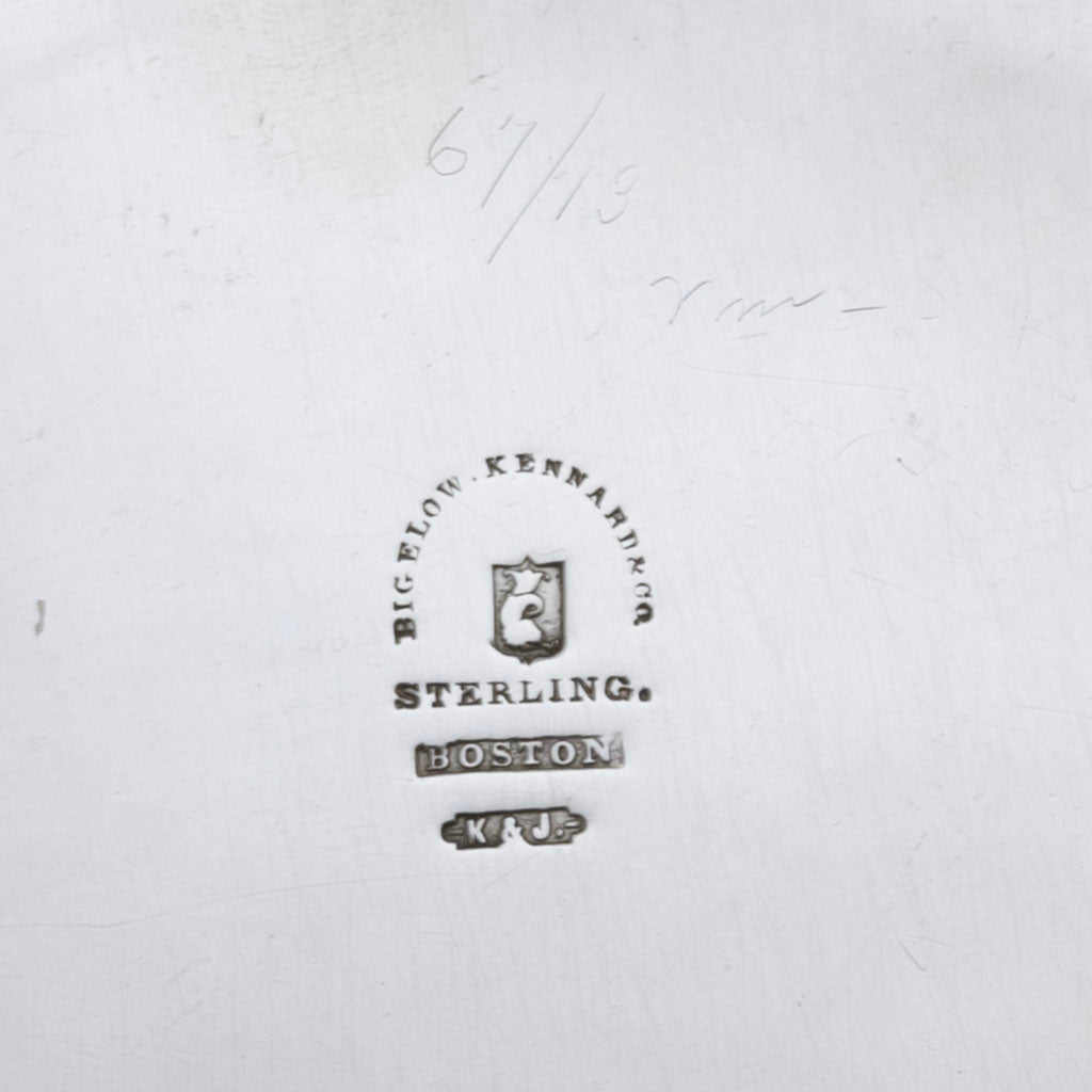 Waiter marks to Kennard &amp; Jenks/ Kennard &amp; Co. Antique Sterling Silver Repousse Pitcher with Original Waiter, Boston, 1879