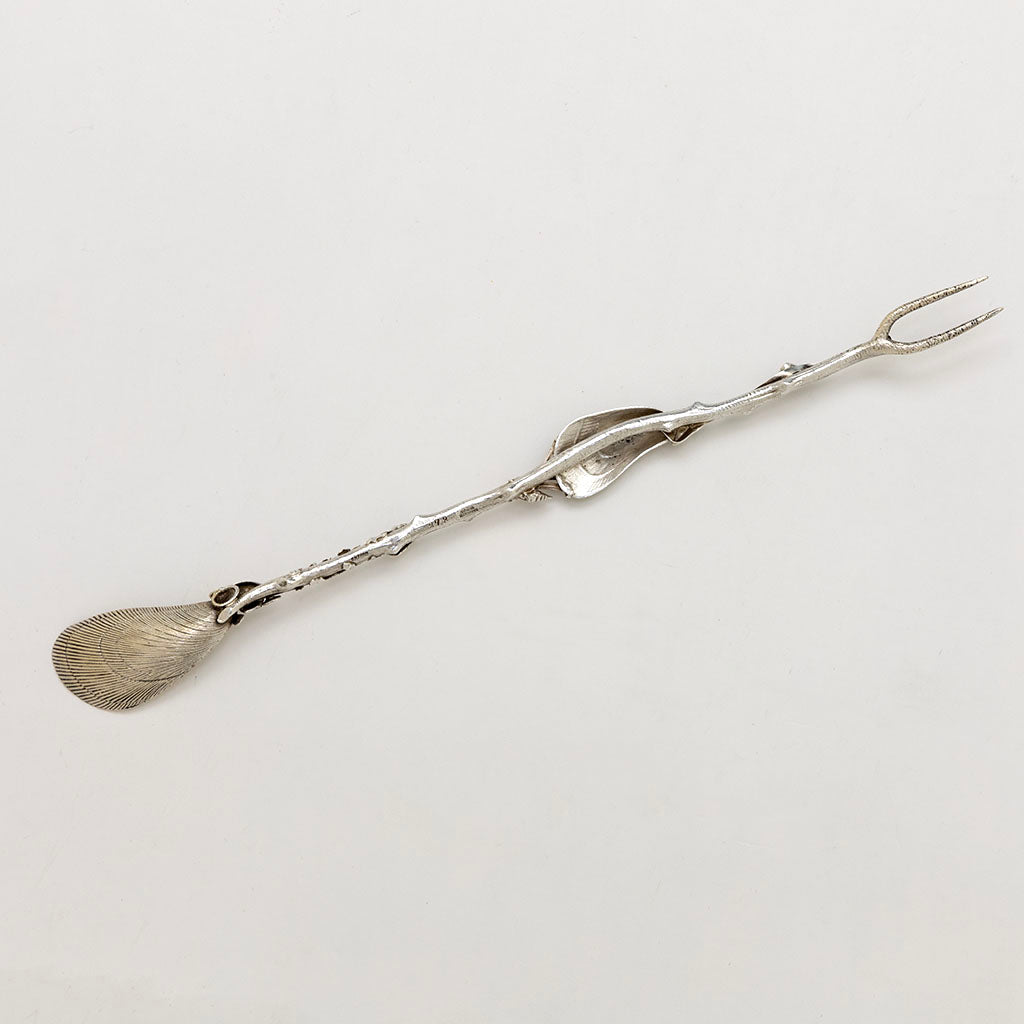 Back of Gorham Antique Sterling Silver Nautical Olive Server, Providence, RI, c. 1880