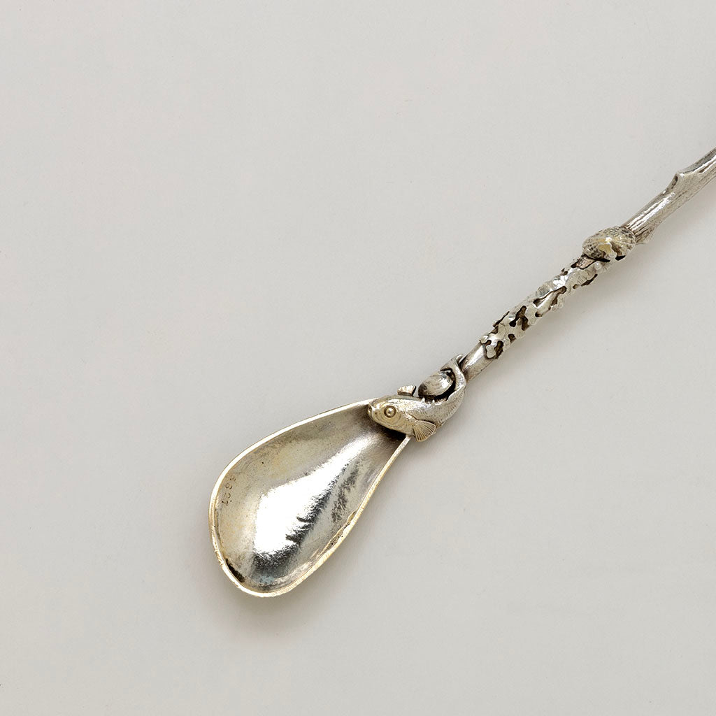 Fish on Gorham Antique Sterling Silver Nautical Olive Server, Providence, RI, c. 1880