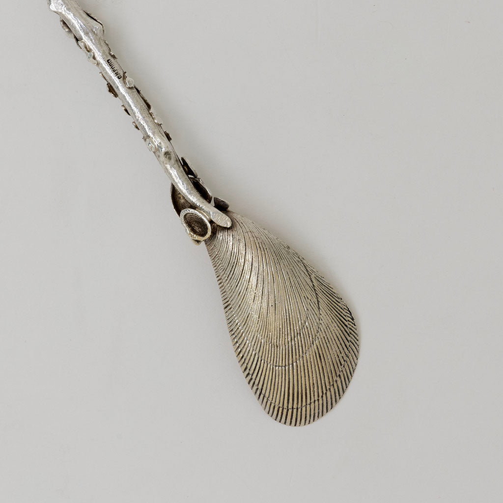 Shell detail of Gorham Antique Sterling Silver Nautical Olive Server, Providence, RI, c. 1880