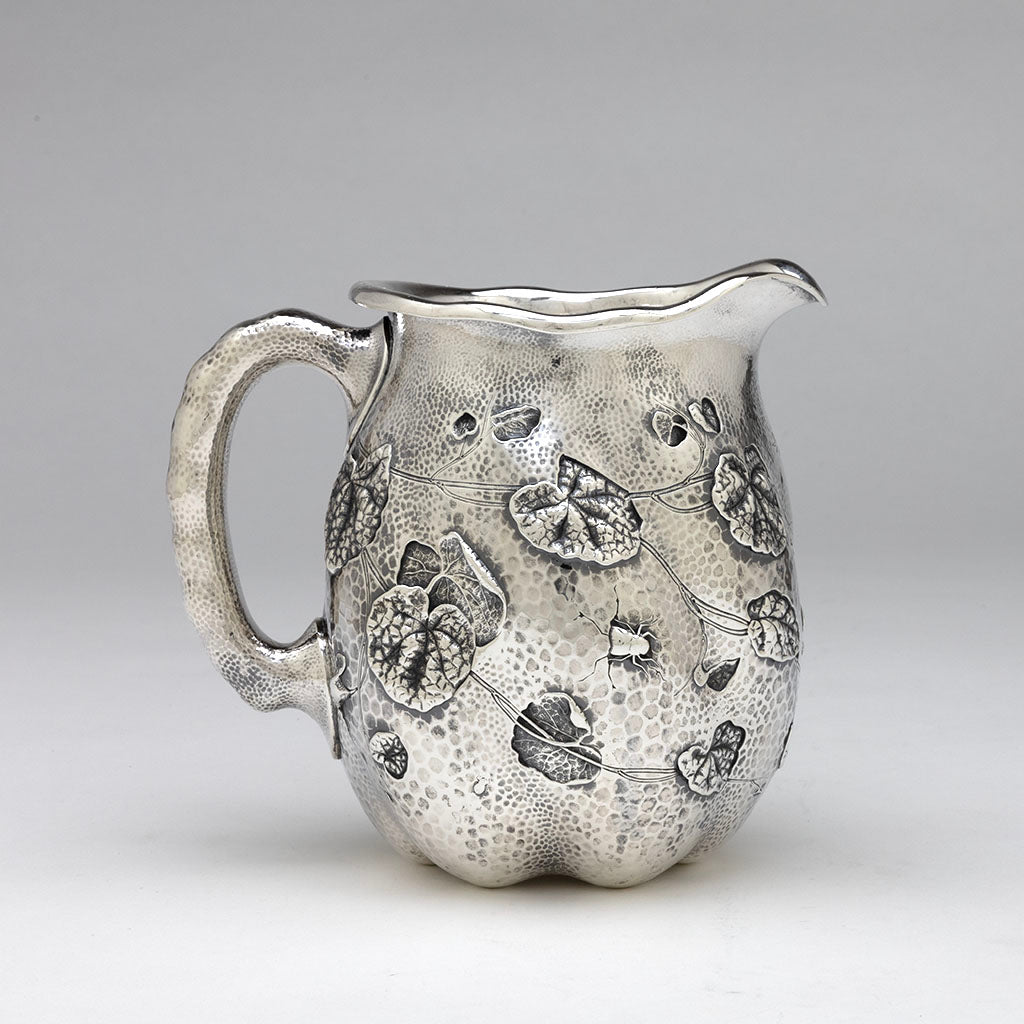 Right side of Dominick &amp; Haff Sterling Intaglio Chased Aesthetic Movement Pitcher, 1883
