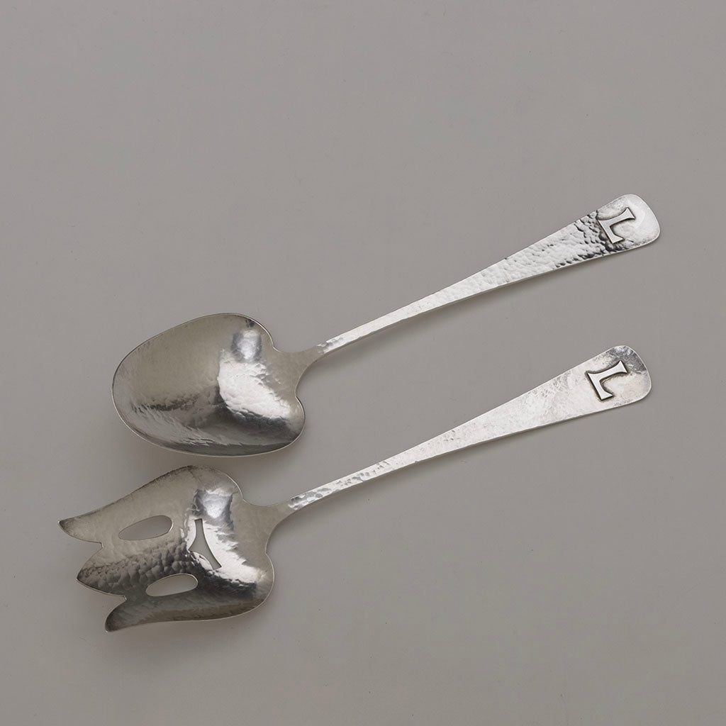 Falick Novick Arts & Crafts Sterling Silver Salad Set, Chicago, IL, c. 1930s
