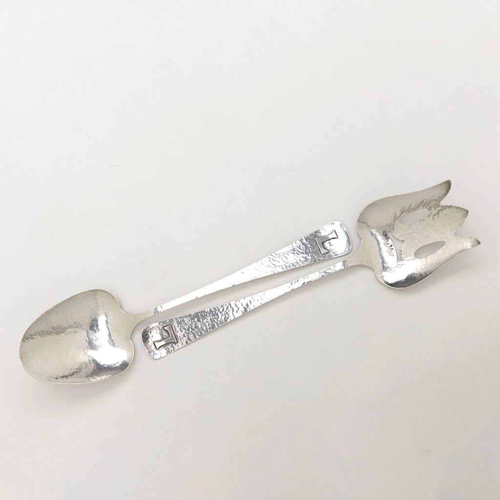 Falick Novick Arts &amp; Crafts Sterling Silver Salad Set, Chicago, IL, c. 1930s