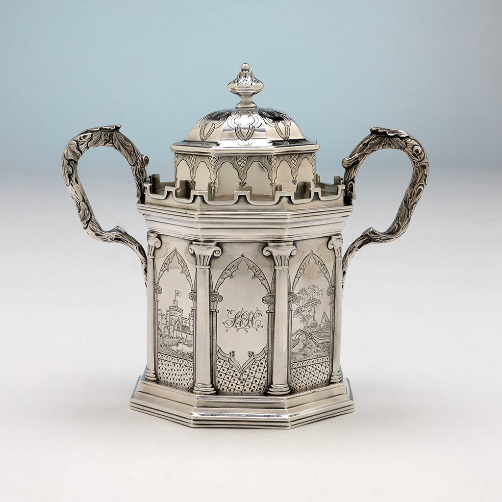 John Moore Antique Coin Silver Gothic Sugar Bowl, NYC, NY, c. 1835-51