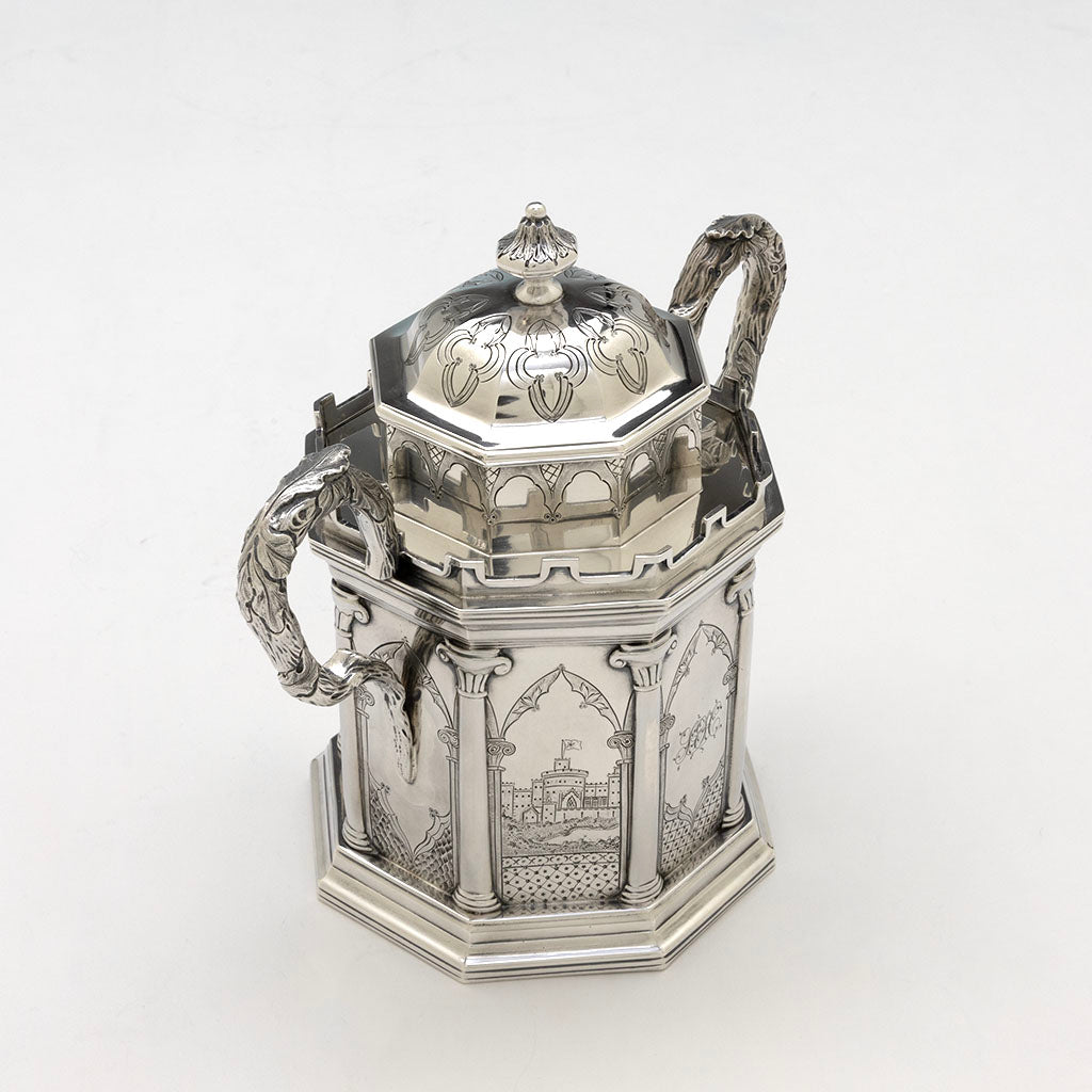 John C. Moore Antique Coin Silver Gothic Sugar Bowl, NYC, NY, c. 1846-51