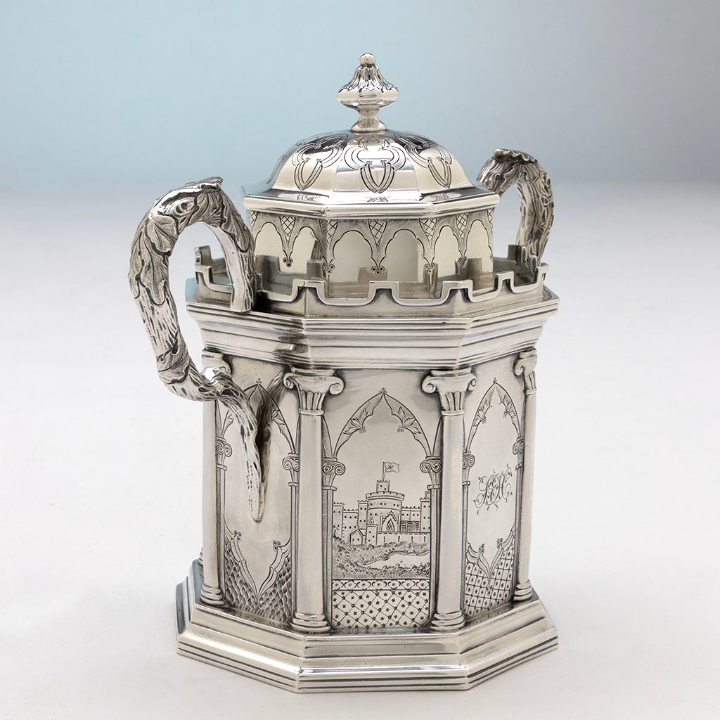 John C. Moore Antique Coin Silver Gothic Sugar Bowl, NYC, NY, c. 1846-51