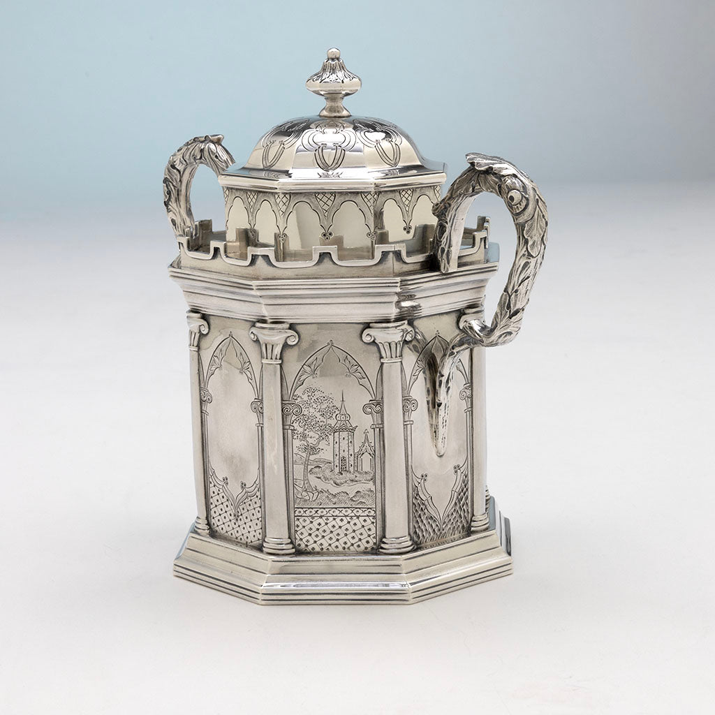 John C. Moore Antique Coin Silver Gothic Sugar Bowl, NYC, NY, c. 1846-51
