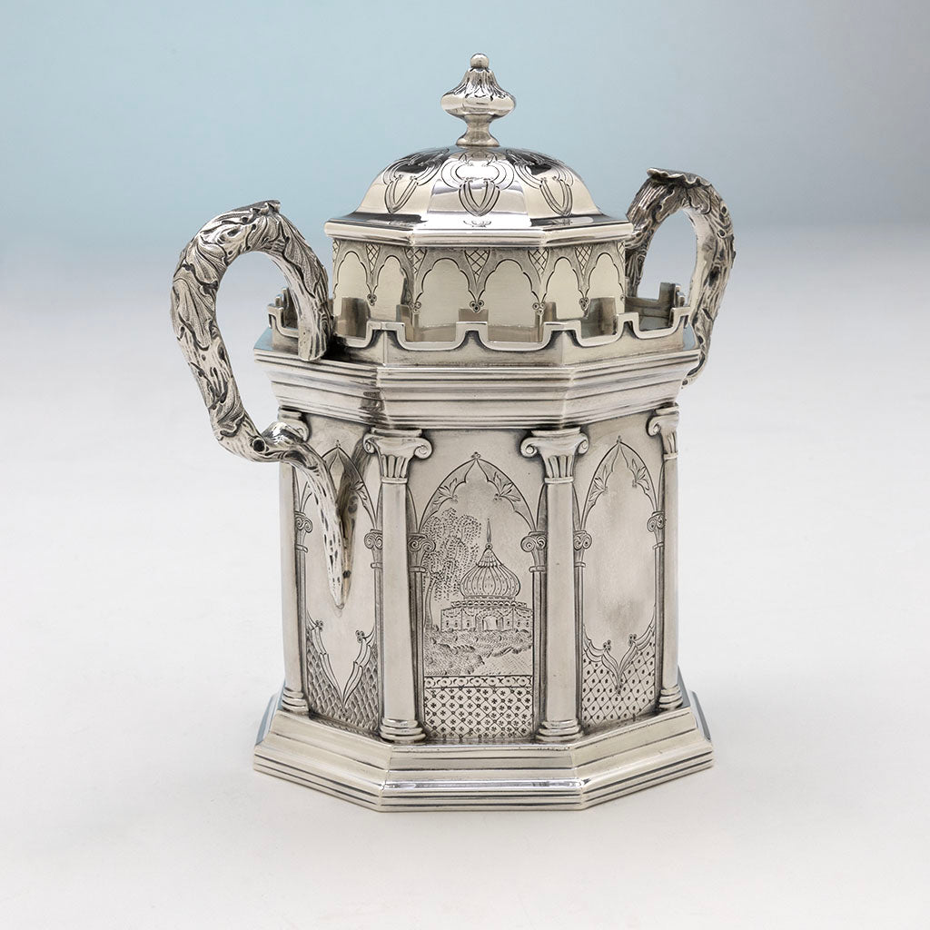 John C. Moore Antique Coin Silver Gothic Sugar Bowl, NYC, NY, c. 1846-51