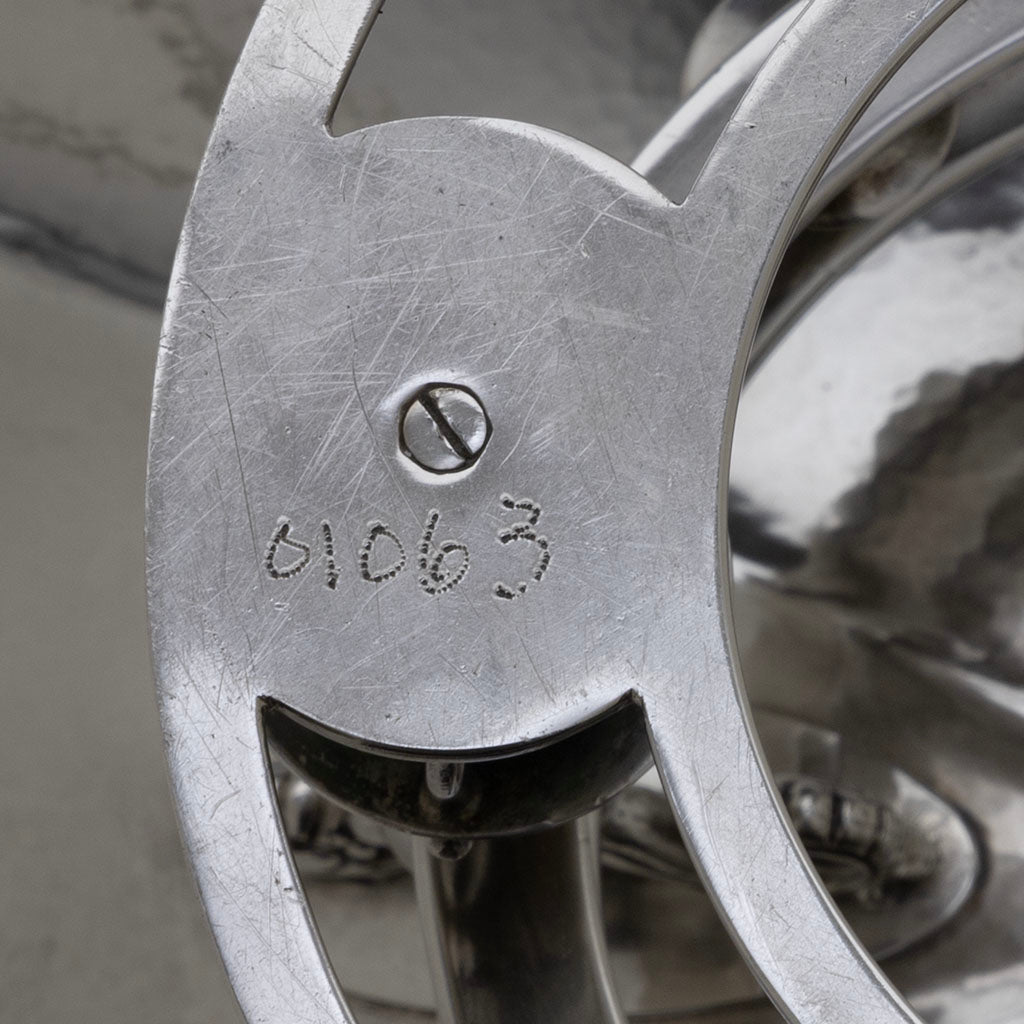 Zip code inscription on Erik Magnussen Designed for Gorham Modern Sterling &amp; Turquoise Centerpiece Bowl, Providence, RI, 1928