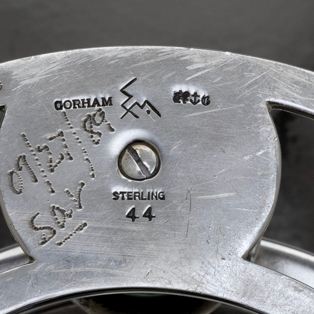 Marks on Erik Magnussen Designed for Gorham Modern Sterling &amp; Turquoise Centerpiece Bowl, Providence, RI, 1928