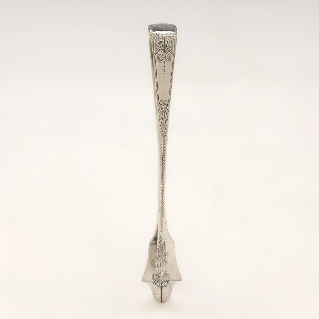 Standing Peter Krider Rare Antique Coin Silver Figural Serving Tongs, Philadelphia, PA, c. 1865