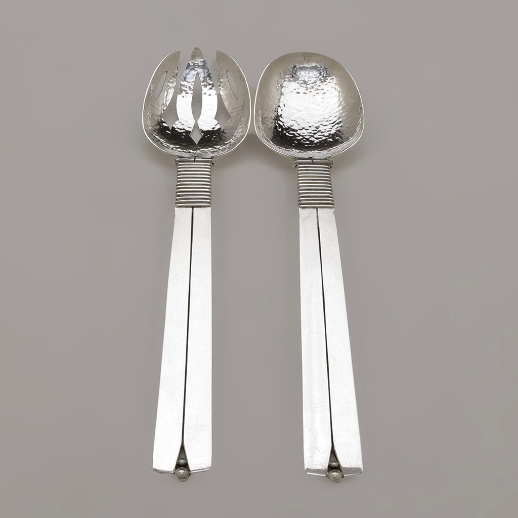 William Spratling Sterling Salad Serving Set, Taxco, Mexico, 1947-1967