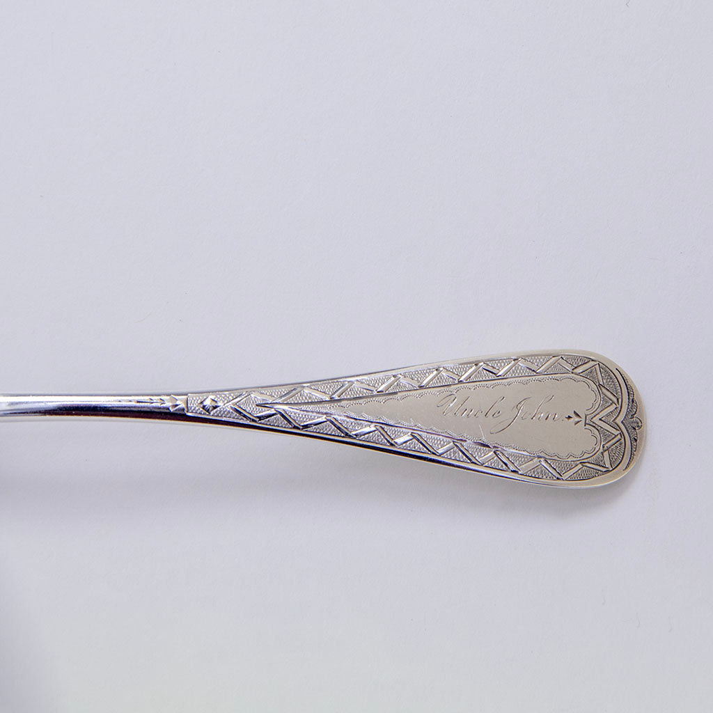 Handle to Whiting Antique Engraved Serving Spoon, NYC, NY, c. 1870s