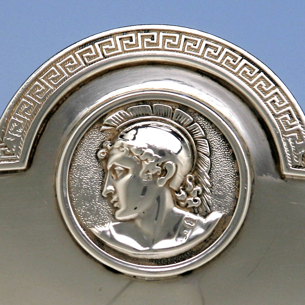 Side Medallion on Gorham Manufacturing Company Coin Silver Medallion Centerpiece Bowl, retailed by Tiffany &amp;amp; Co., c. 1865 