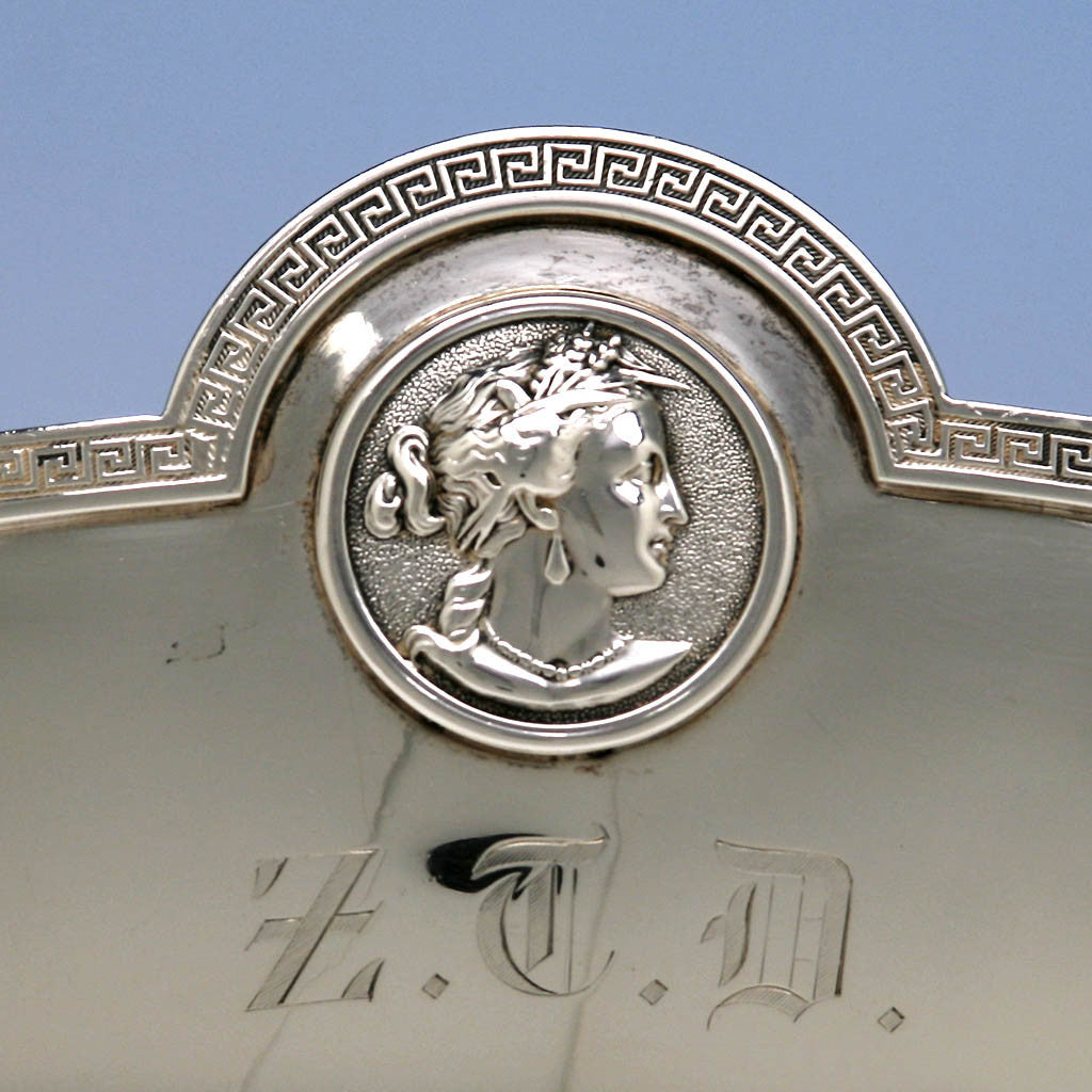 Monogram on Gorham Manufacturing Company Coin Silver Medallion Centerpiece Bowl, retailed by Tiffany &amp;amp; Co., c. 1865 