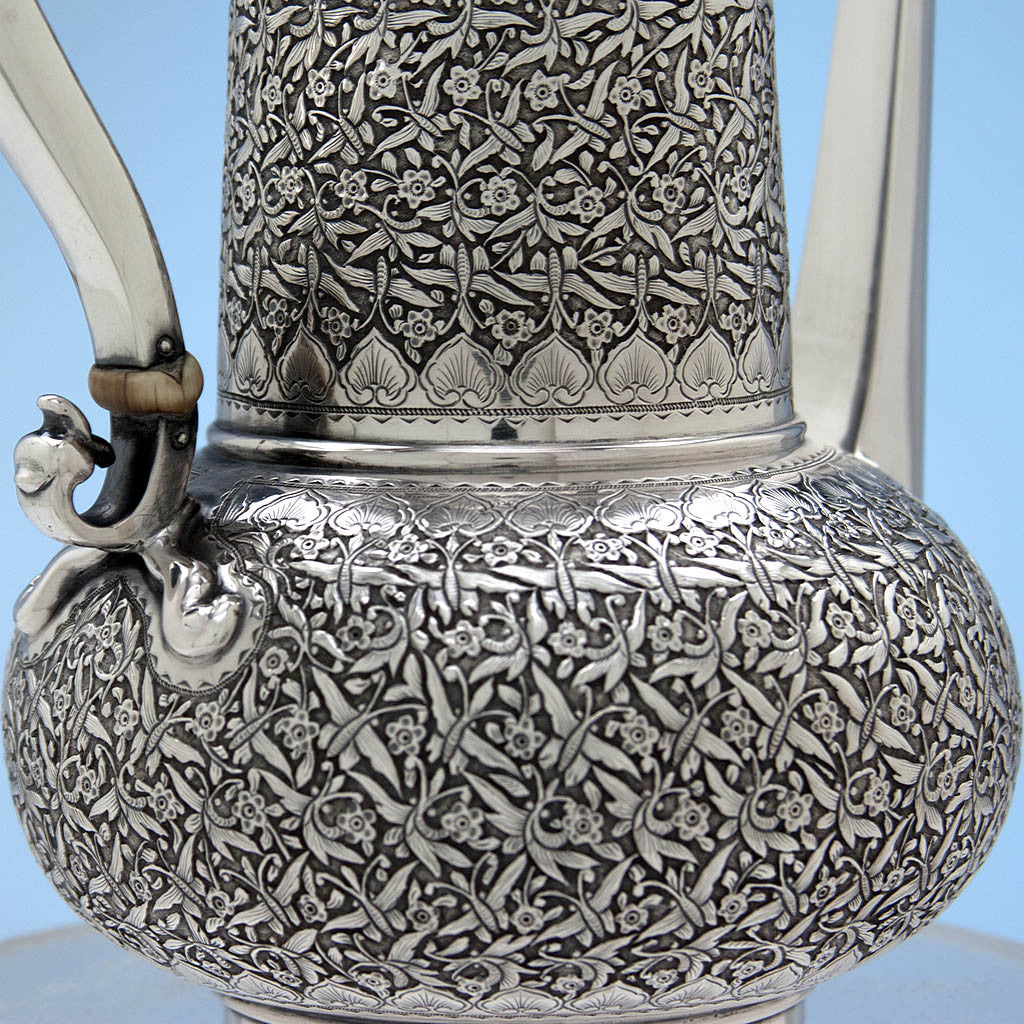 Base of Tiffany &amp; Co Antique Sterling Silver Aesthetic Movement Coffee Pot, New York - c. 1888