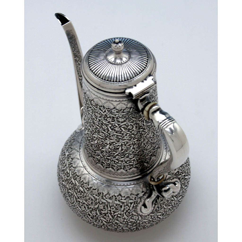 Top of Tiffany &amp; Co Antique Sterling Silver Aesthetic Movement Coffee Pot, New York - c. 1888
