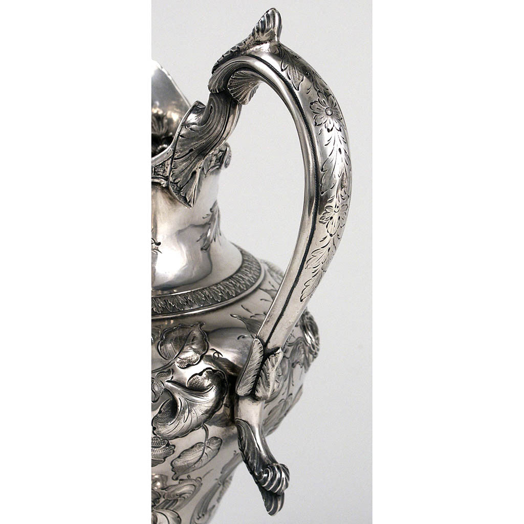 Handle to Gorham &amp; Thurber Coin Silver Presentation Water Pitcher, c. 1851, of Rhode Island Historical Interest