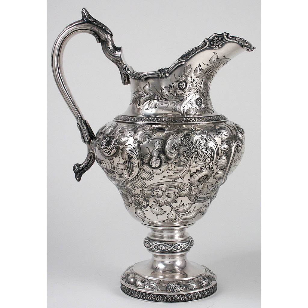 Gorham & Thurber Coin Silver Presentation Water Pitcher, c. 1851, of Rhode Island Historical Interest