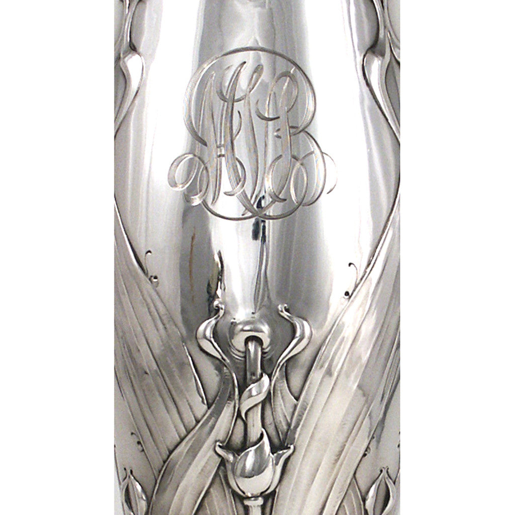 Monogram on Theodore B. Starr Sterling Art Nouveau Vase, c. 1900-10
