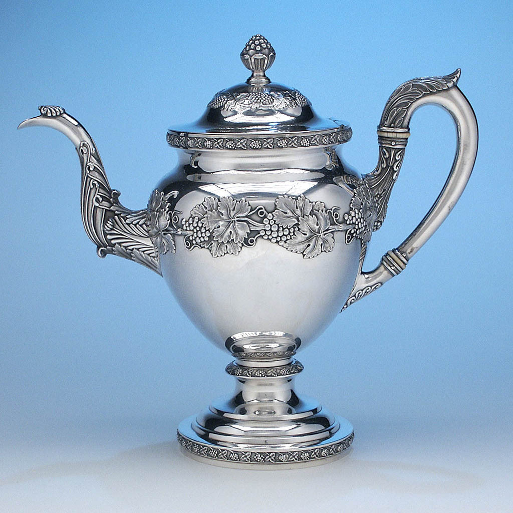 Thomas Fletcher Antique Coin Silver Coffee Pot, Philadelphia, PA, c. 1830