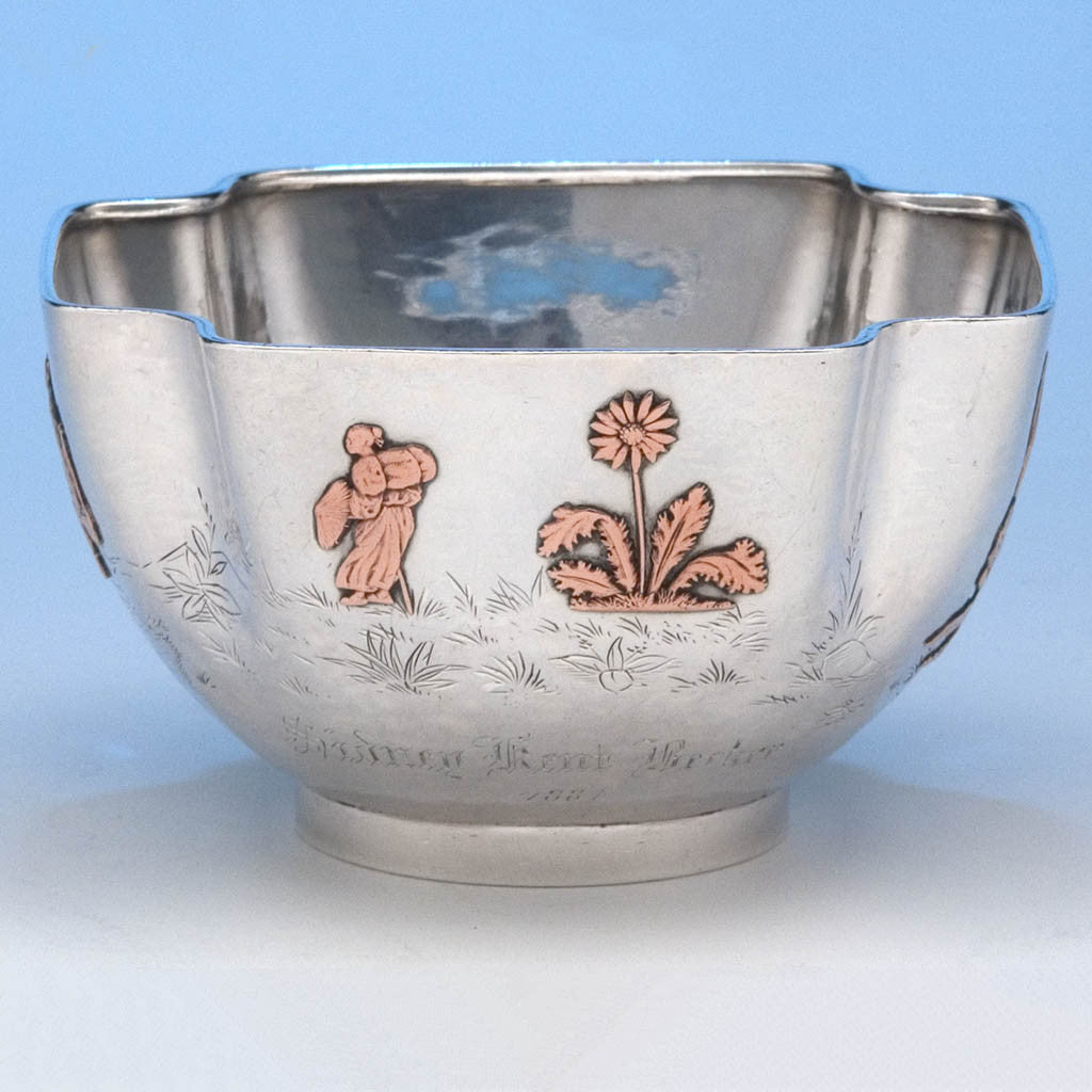 Applied foliage on Gorham Antique Sterling Silver &amp; Other Metals Child&#39;s Set, Providence, RI, 1881-83