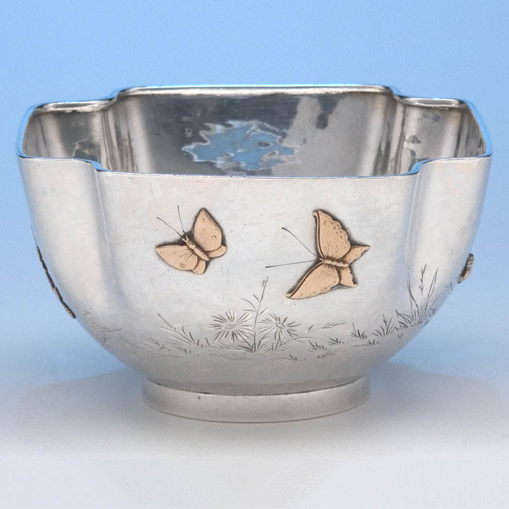 Butterflies on Gorham Antique Sterling Silver &amp; Other Metals Child&#39;s Set, Providence, RI, 1881-83