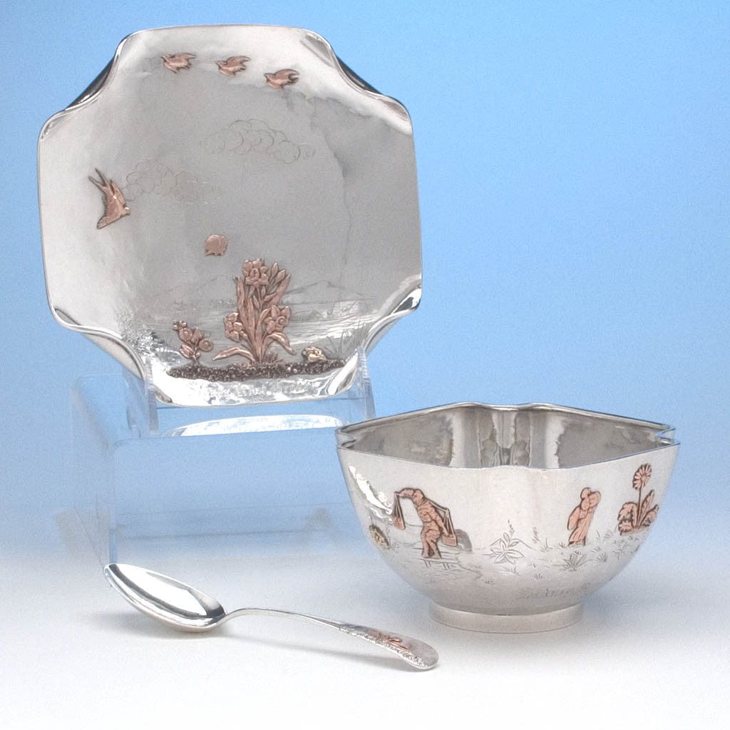 Gorham Antique Sterling Silver & Other Metals Child's Set, Providence, RI, 1881-83