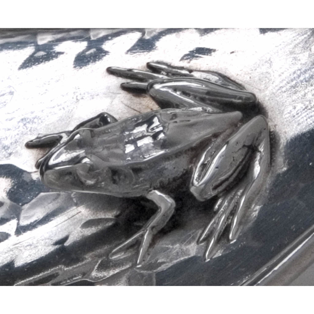Applied frog on Tiffany &amp; Co. Antique Sterling Silver Aesthetic Movement Tray in the Japanese Taste, 1881