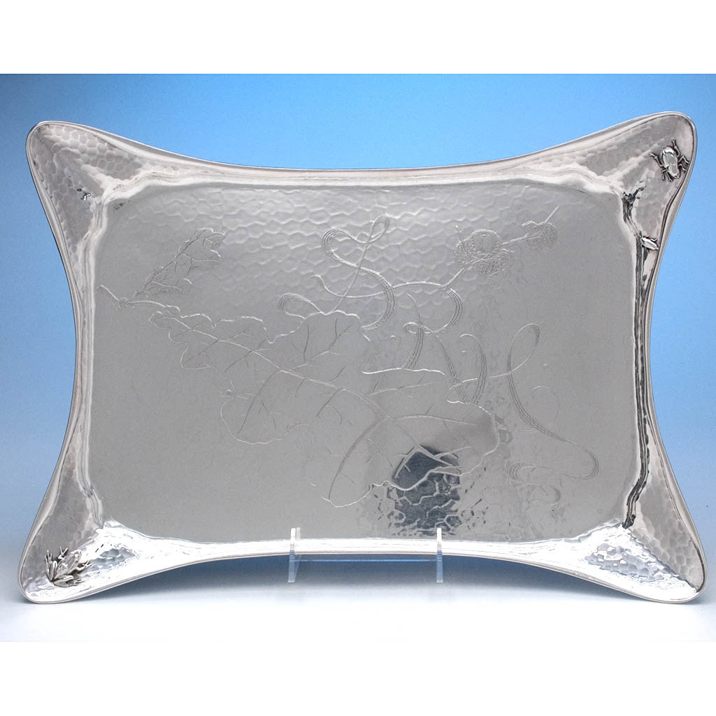 Tiffany &amp; Co. Antique Sterling Silver Aesthetic Movement Tray in the Japanese Taste, 1881