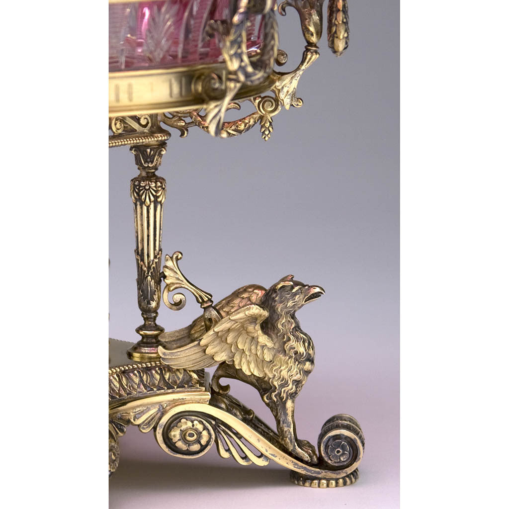 Detail of Gorham MFG Co. Sterling Silver Gilt and Cut Glass Pair of Dessert Stands, designed and executed for the World&#39;s Columbian Fair, 1893