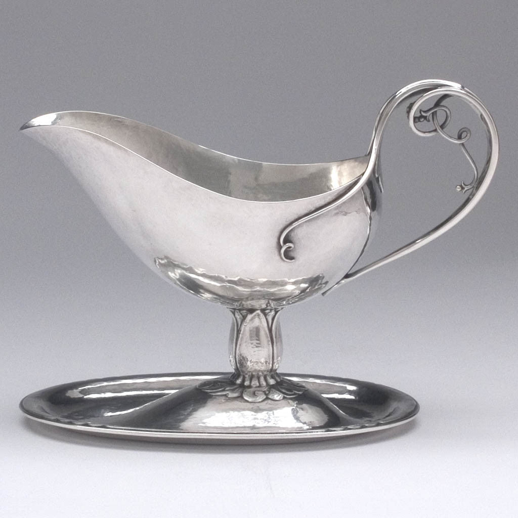 Reverse view of the Peer Smed Sterling Silver Sauce Boat with Ladle, c. 1934