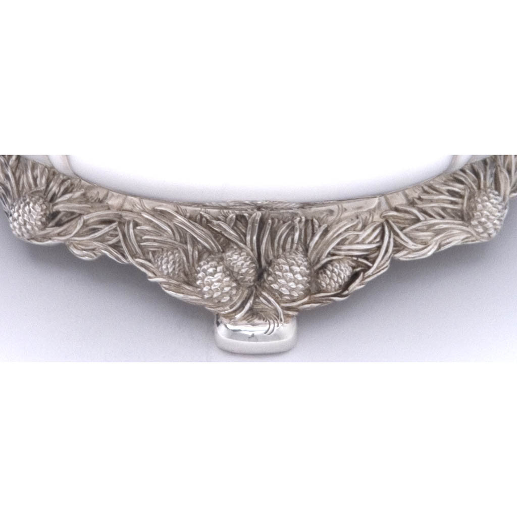 Foot Detail of the Tiffany &amp;amp; Co &#39;Pine Cone&#39; Design Antique Sterling Silver Ice Bowl, 1891-1902