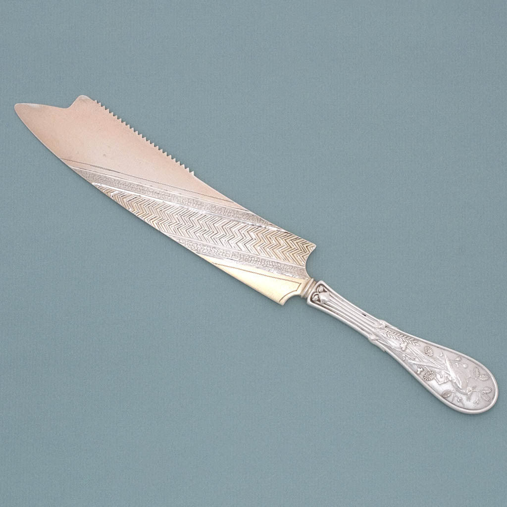 Tiffany & Co. 'Japanese' Pattern Antique Sterling Silver Cake Knife, 1871-75