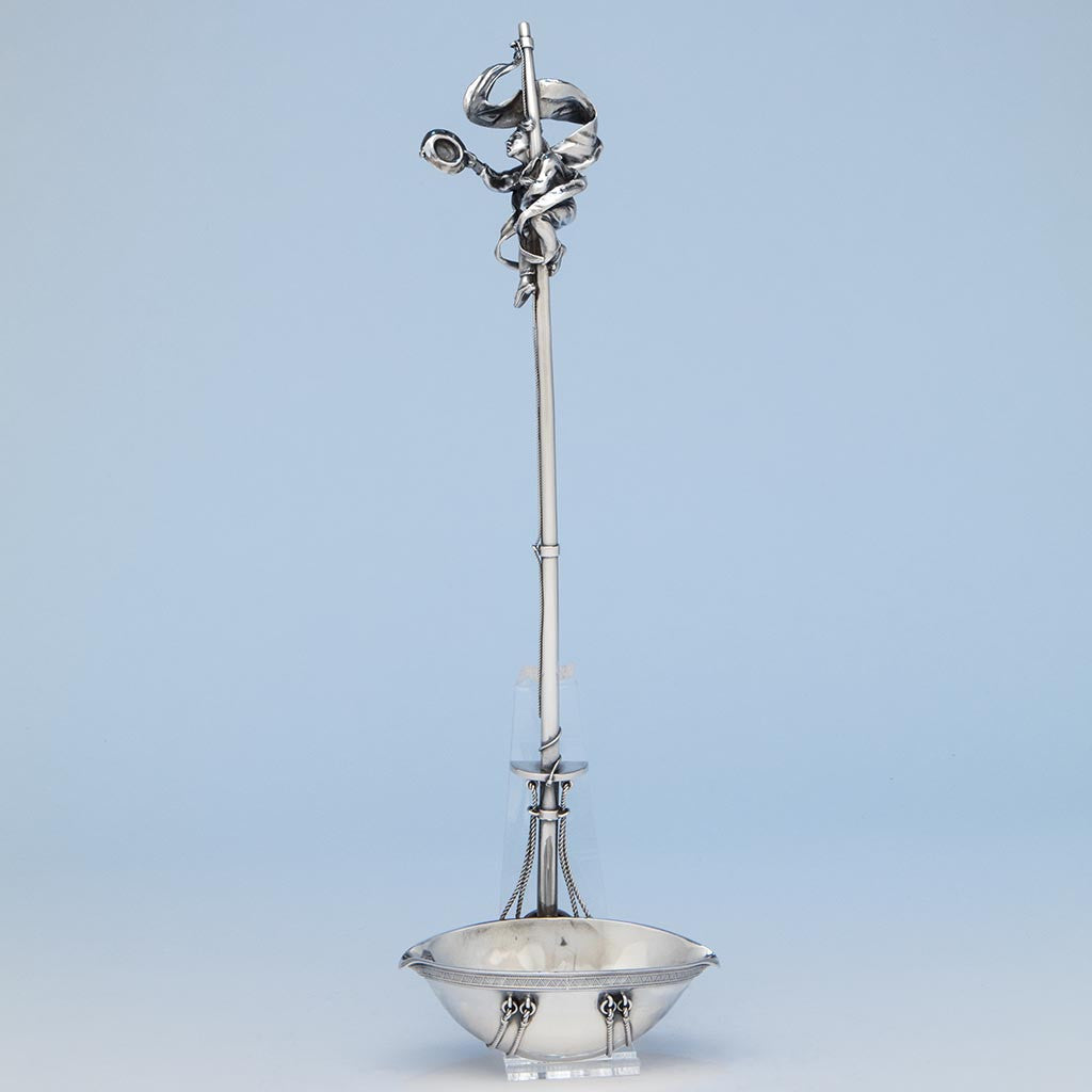 Tiffany & Co Antique Sterling Silver Figural Punch Ladle, New York City, 1870-75