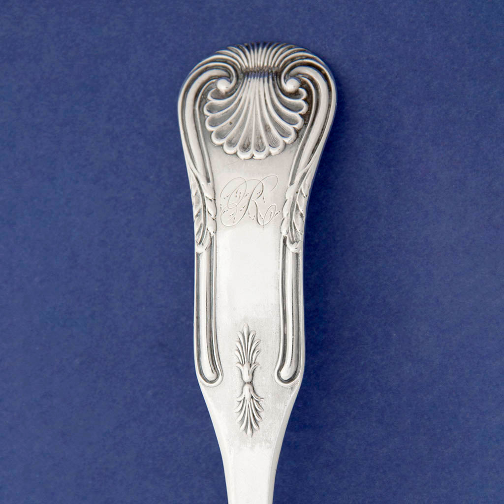 Detail of Frederick Marquand Antique Coin Silver Platter Spoon, Savannah, Georgia/ NYC, c. 1820s