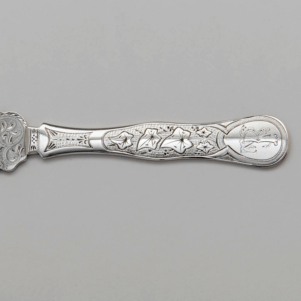 Handle to Walter S. Brower Antique Coin Silver Cake Knife, Albany, c. 1870