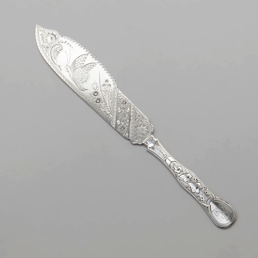Walter S. Brower Antique Coin Silver Cake Knife, Albany, c. 1870