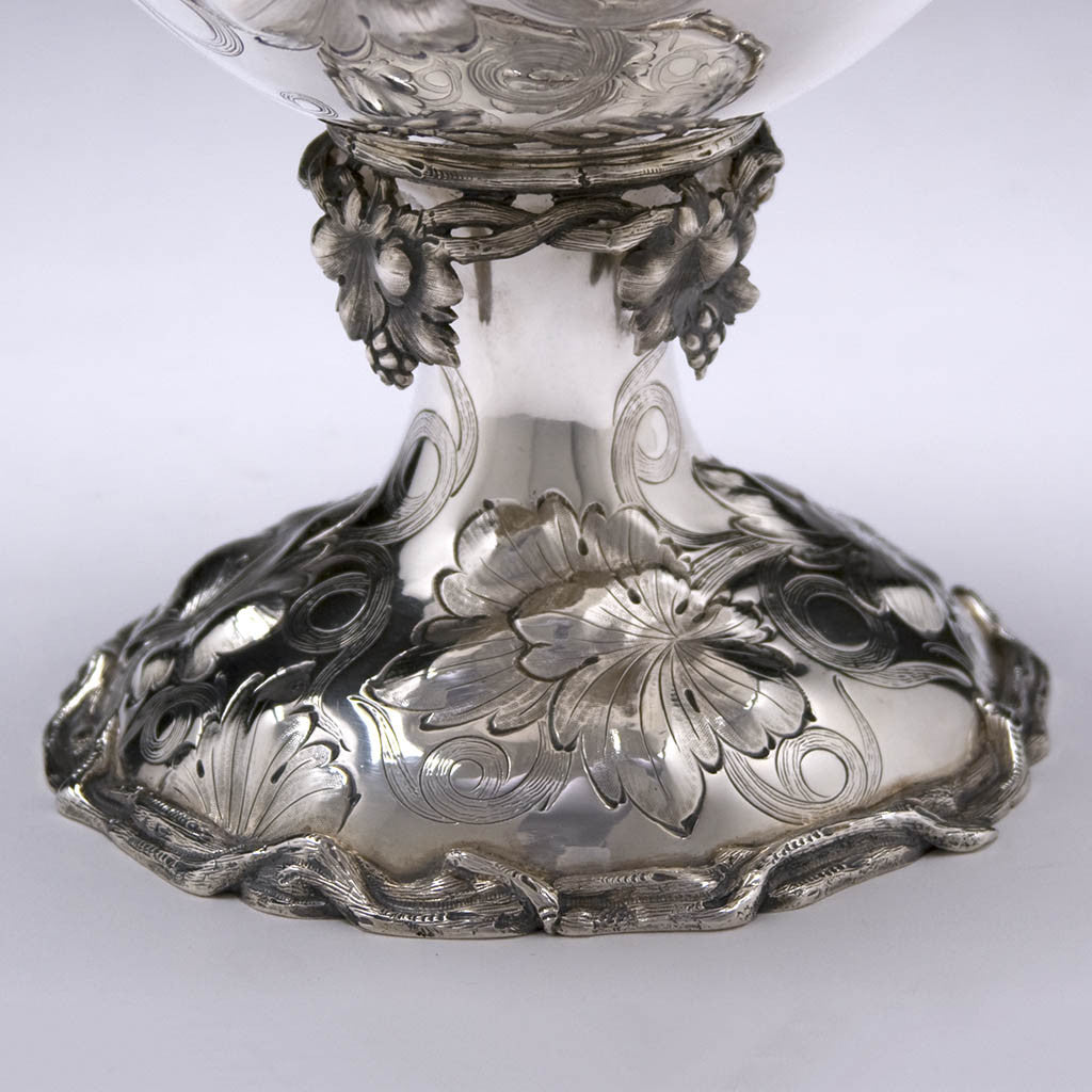 Foot detail Charters, Cann &amp; Dunn Coin Silver Vase, c. 1850