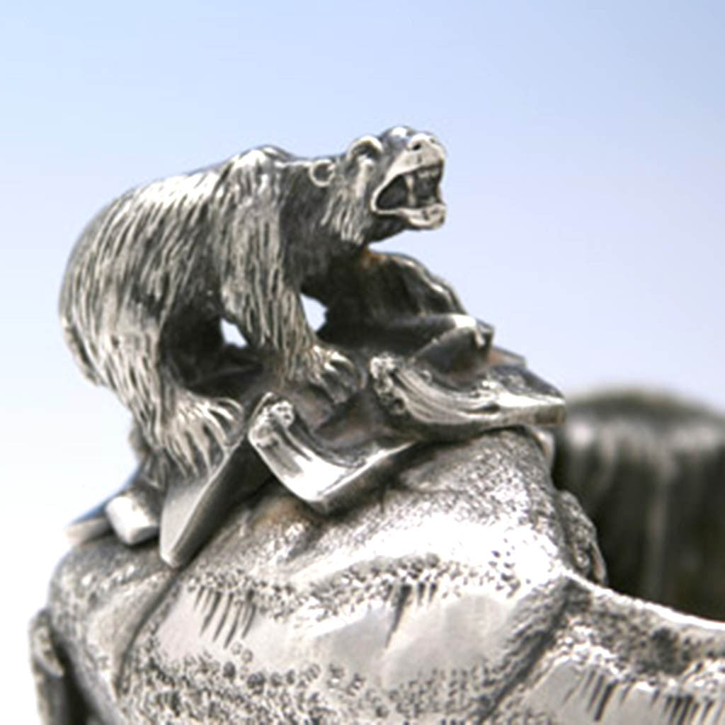 One polar bear on Gorham Sterling Silver &#39;Polar&#39; Ice Bowl and Tongs, c. 1882