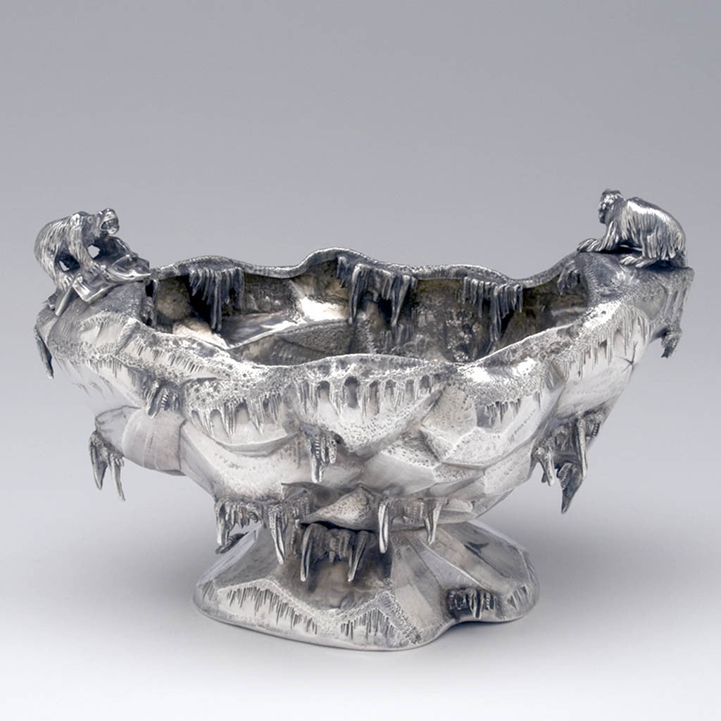 Other side of Gorham Sterling Silver &#39;Polar&#39; Ice Bowl and Tongs, c. 1882