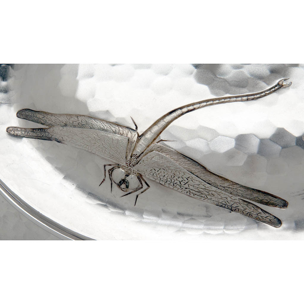 Dragonfly detail on the Dominick &amp; Haff Antique Sterling Silver Aesthetic Movement Covered Tureen, New York - 1881