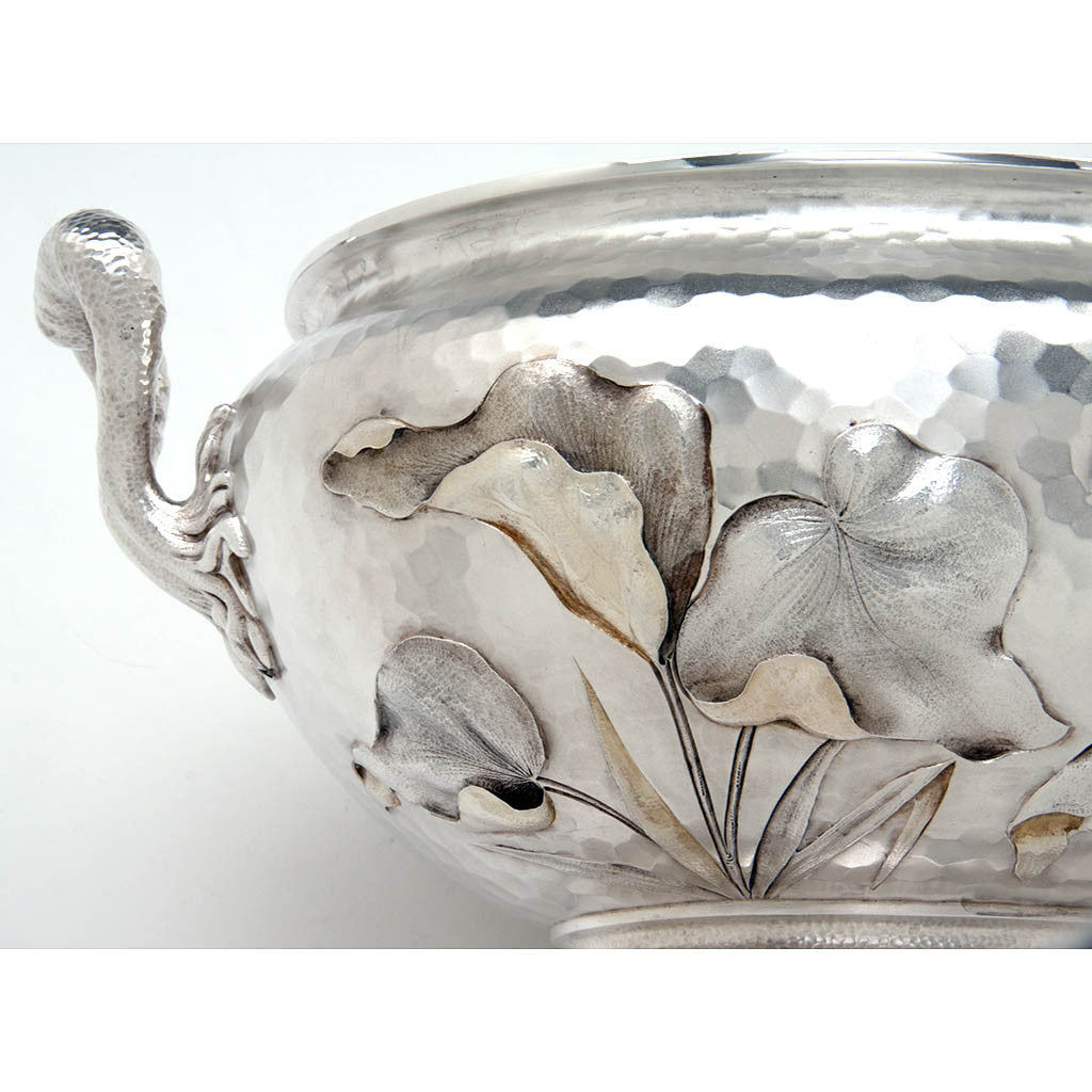 Leaf detail Dominick &amp; Haff Antique Sterling Silver Aesthetic Movement Covered Tureen, New York - 1881