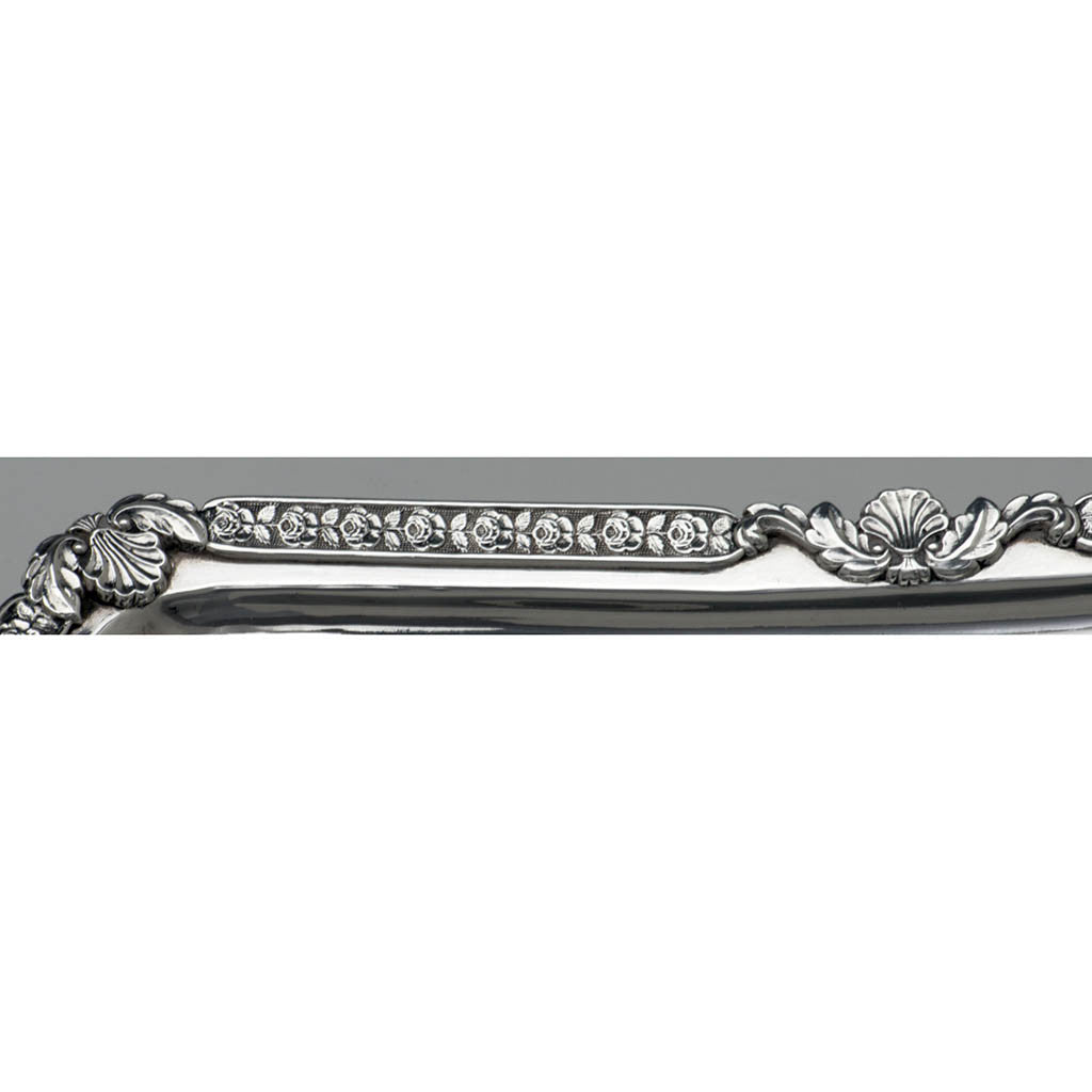 Border detail Fletcher &amp; Gardiner Antique Coin Silver Bread Basket, Philadelphia, c. 1815, Retailed by J. B. Jones in Boston